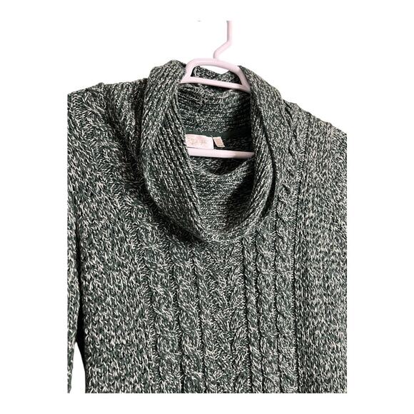 RD Style Sweater Women's Small Green Cowl Neck Cable Knit Long Sleeve Pullover - Picture 3 of 6